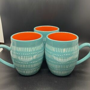 Baum Tangier Turquoise Coffee Mugs Set of 3